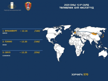 Энэ сард Франкфурт, Сөүл, Токио руу тусгай үүргийн нислэг үйлдэнэ